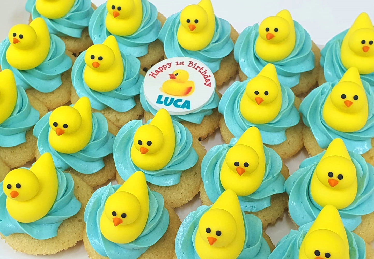 Yellow Duckie Mini Cupcakes (Box of 20) - Cuppacakes.com.sg Singapore