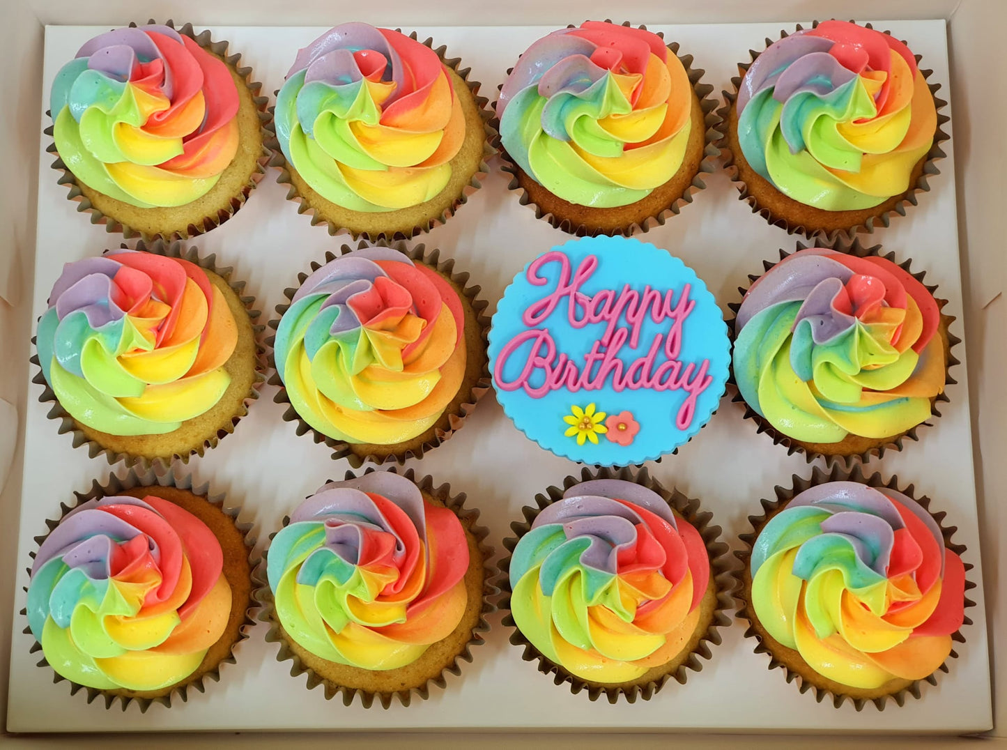 Rainbow Swirl Cupcakes (Box of 12) - Cuppacakes.com.sg Singapore