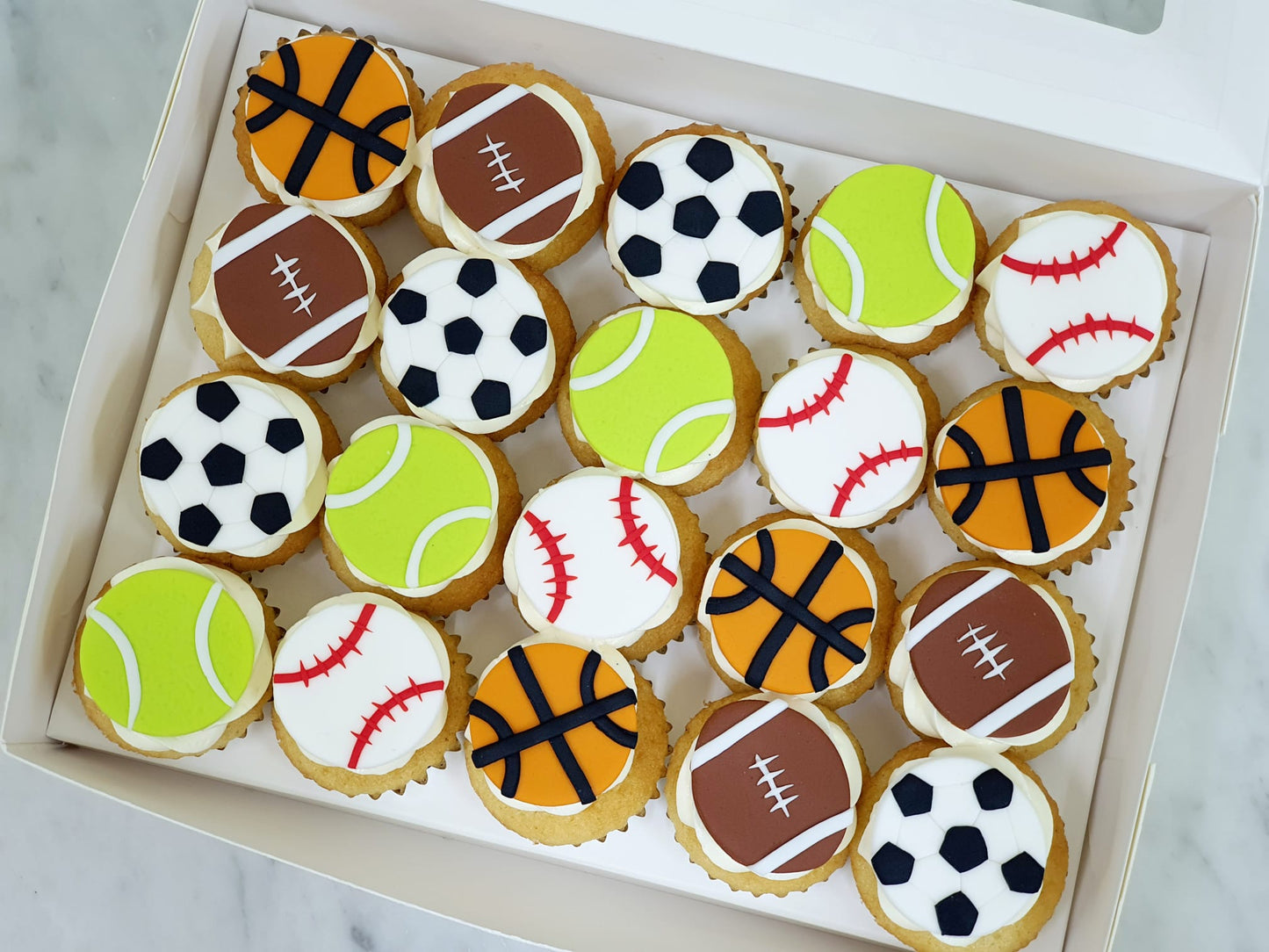 Ball Theme Mini Cupcakes (Box of 20) - Cuppacakes.com.sg Singapore