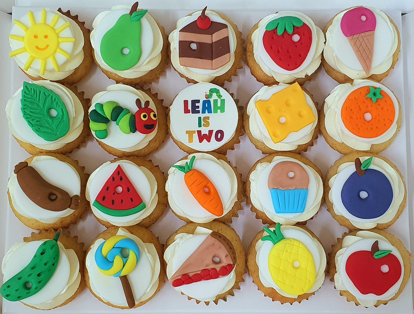 Hungry Caterpillar Mini Cupcakes (Box of 20) - Cuppacakes.com.sg Singapore