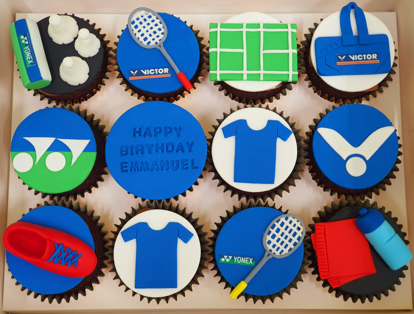 Badminton Cupcakes (Box of 12) - Cuppacakes.com.sg Singapore
