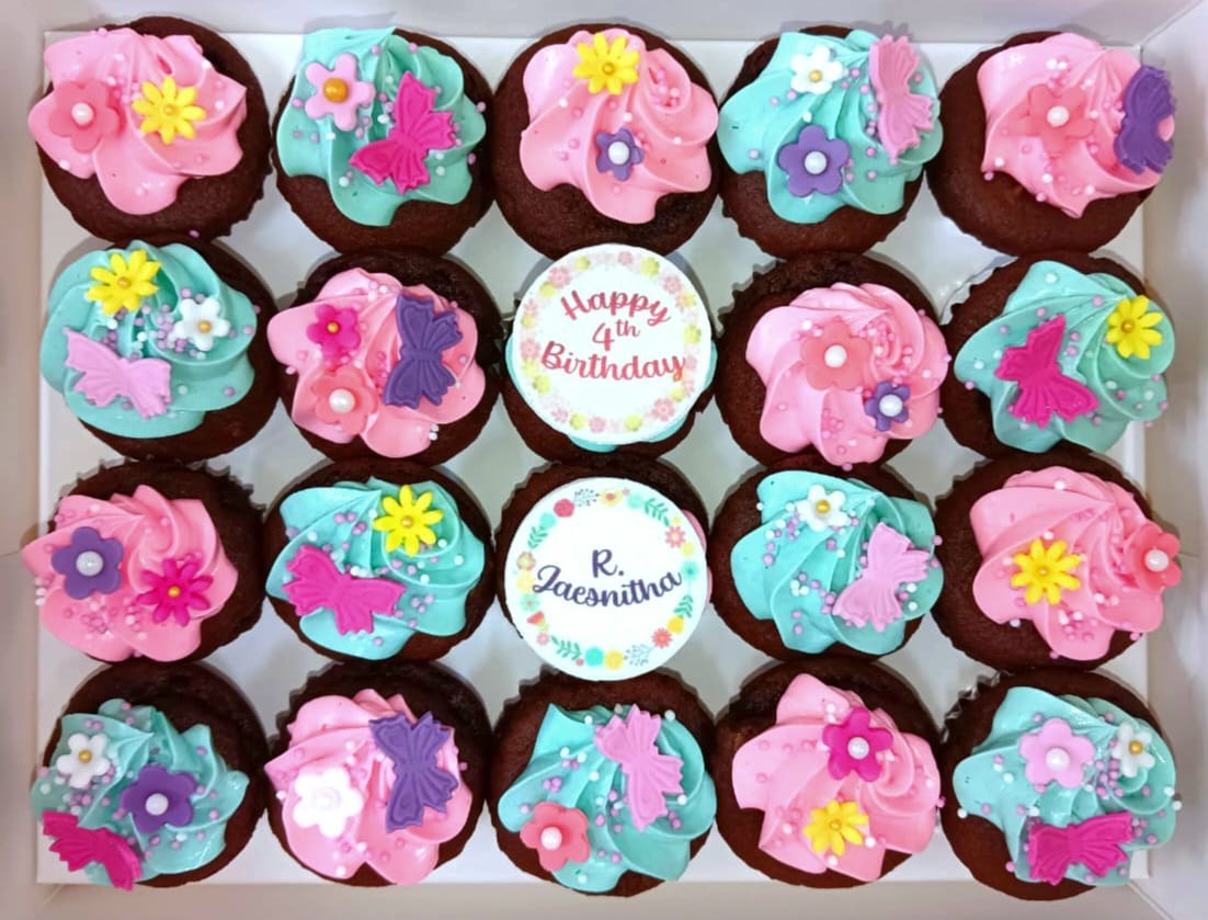 Floral Mini Cupcakes (Box of 20) - Cuppacakes.com.sg Singapore