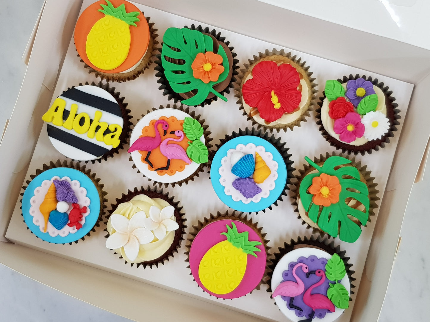 Tropical Themed Cupcakes (Box of 12) - Cuppacakes.com.sg Singapore