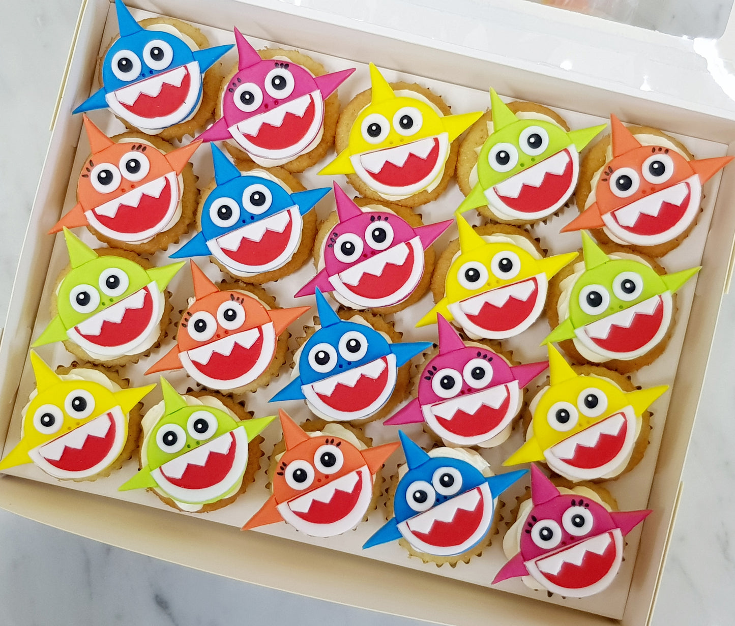 Baby Shark Mini Cupcakes (Box of 20) - Cuppacakes.com.sg Singapore