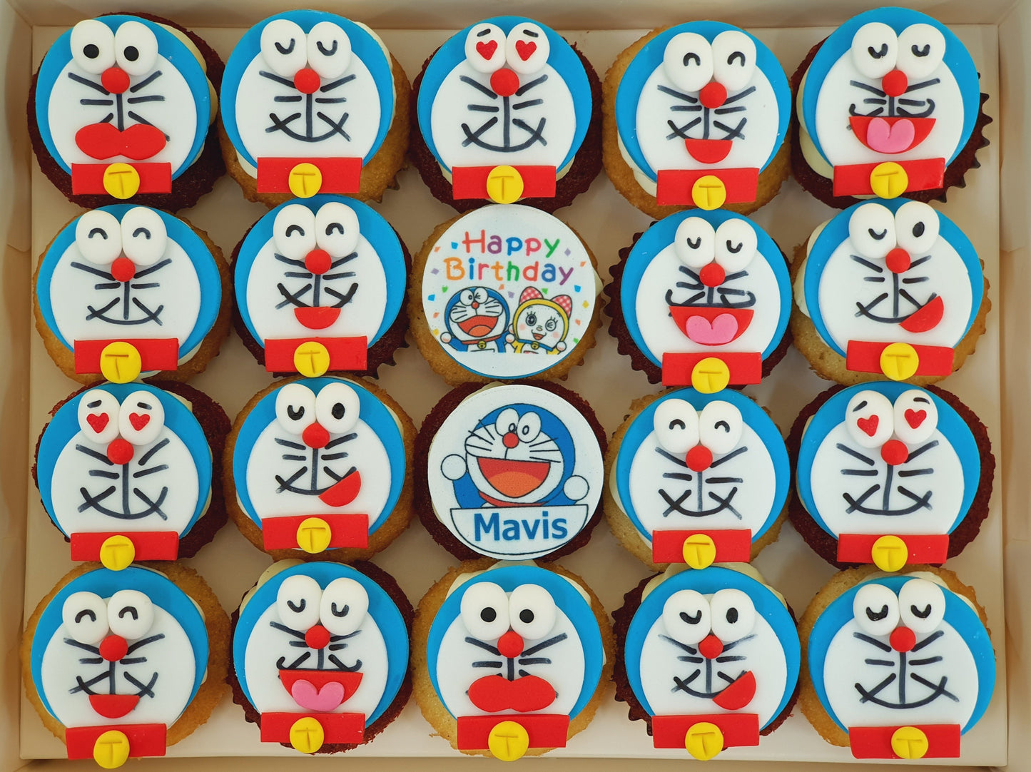 Doraemon Mini Cupcakes (Box of 20) - Cuppacakes.com.sg Singapore