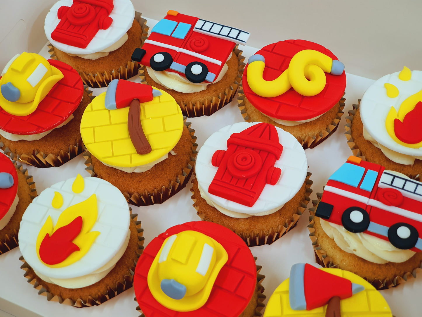 Fire Fighting Themed Cupcakes (Box of 12) - Cuppacakes.com.sg Singapore