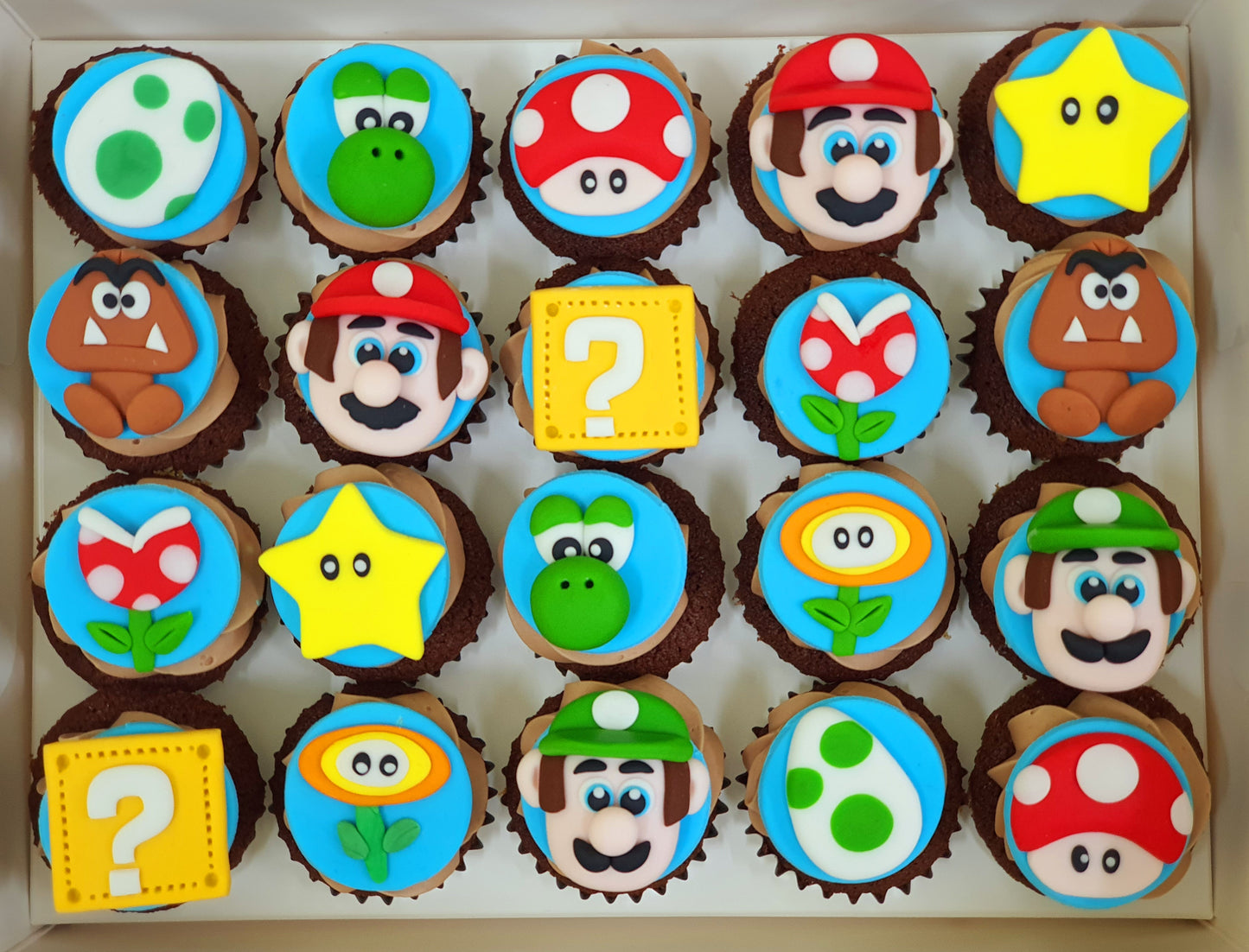 Mario Themed Mini Cupcakes (Box of 20) - Cuppacakes.com.sg Singapore