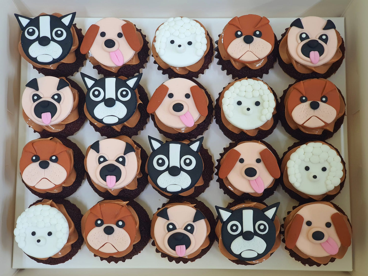 Puppy Themed Mini Cupcakes (Box of 20) - Cuppacakes.com.sg Singapore
