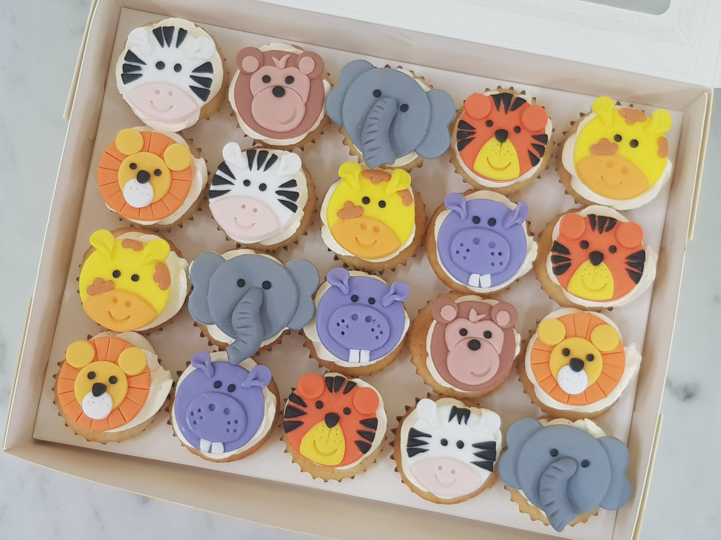 Jungle Animal Mini Cupcakes (Box of 20) - Cuppacakes.com.sg Singapore