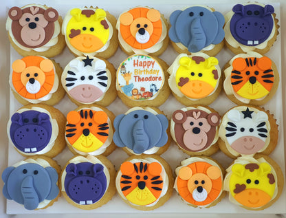 Jungle Animal Mini Cupcakes (Box of 20)