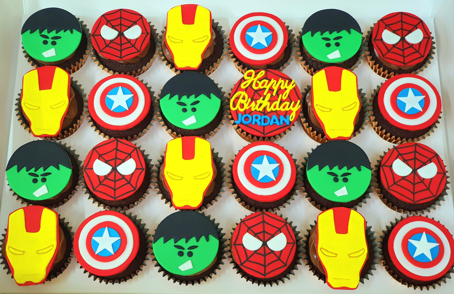 Super Hero Printed Birthday CupCakes