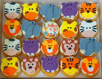 Jungle Animal Mini Cupcakes (Box of 20)