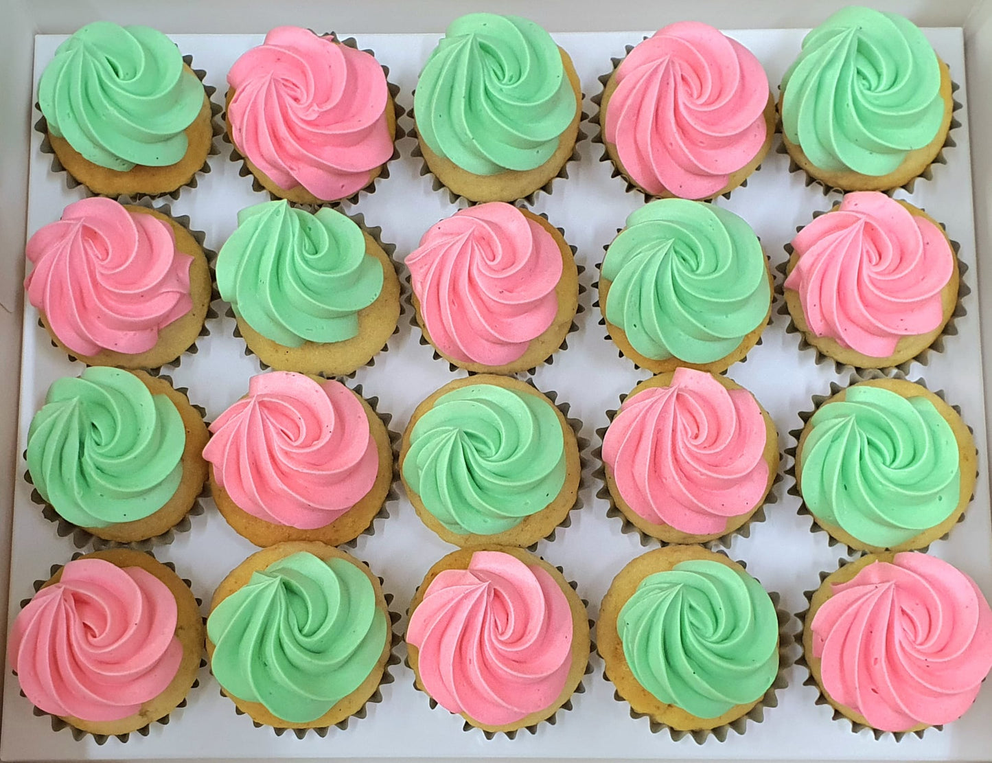 Assorted Colour Frosting Mini Cupcakes (Box of 20)