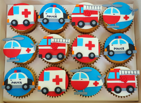 Emergency Vehicles Cupcakes (Box of 12)