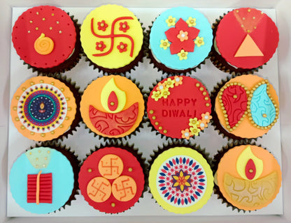 Deepavali Cupcakes - Happy Diwali (Box of 12)
