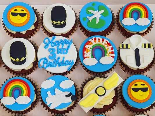 Plane and Pilot Themed Cupcakes (Box of 12)