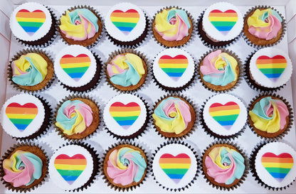 Rainbow Hearts Cupcakes (Box of 12) - Cuppacakes - Singapore's Very Own Cupcakes Shop