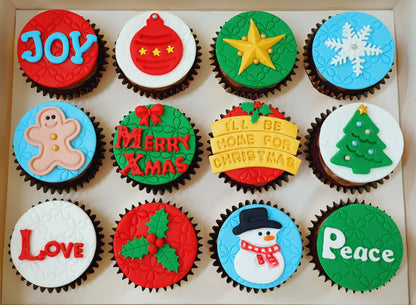 Christmas Cupcakes (Box of 12) - Joy Love Peace